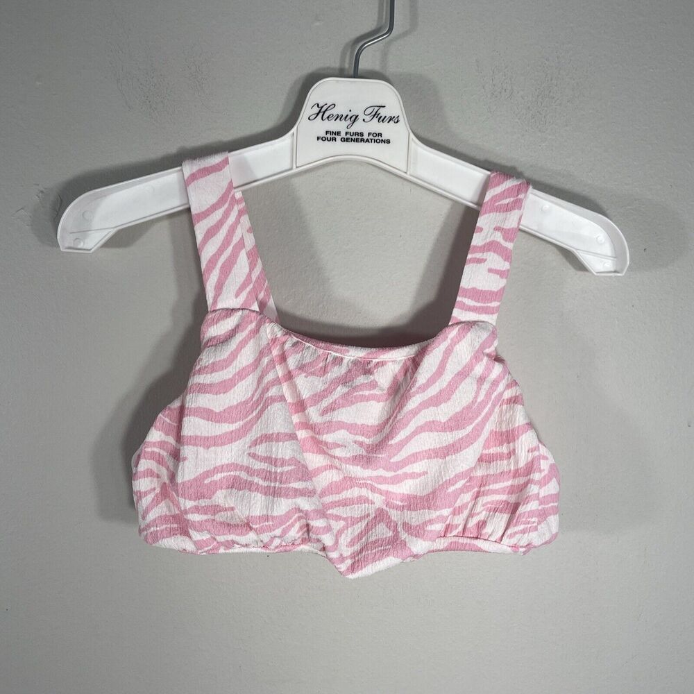 Zara Kids Crop Top Tank Pink White Zebra Print Girls Size 11-12 Summer